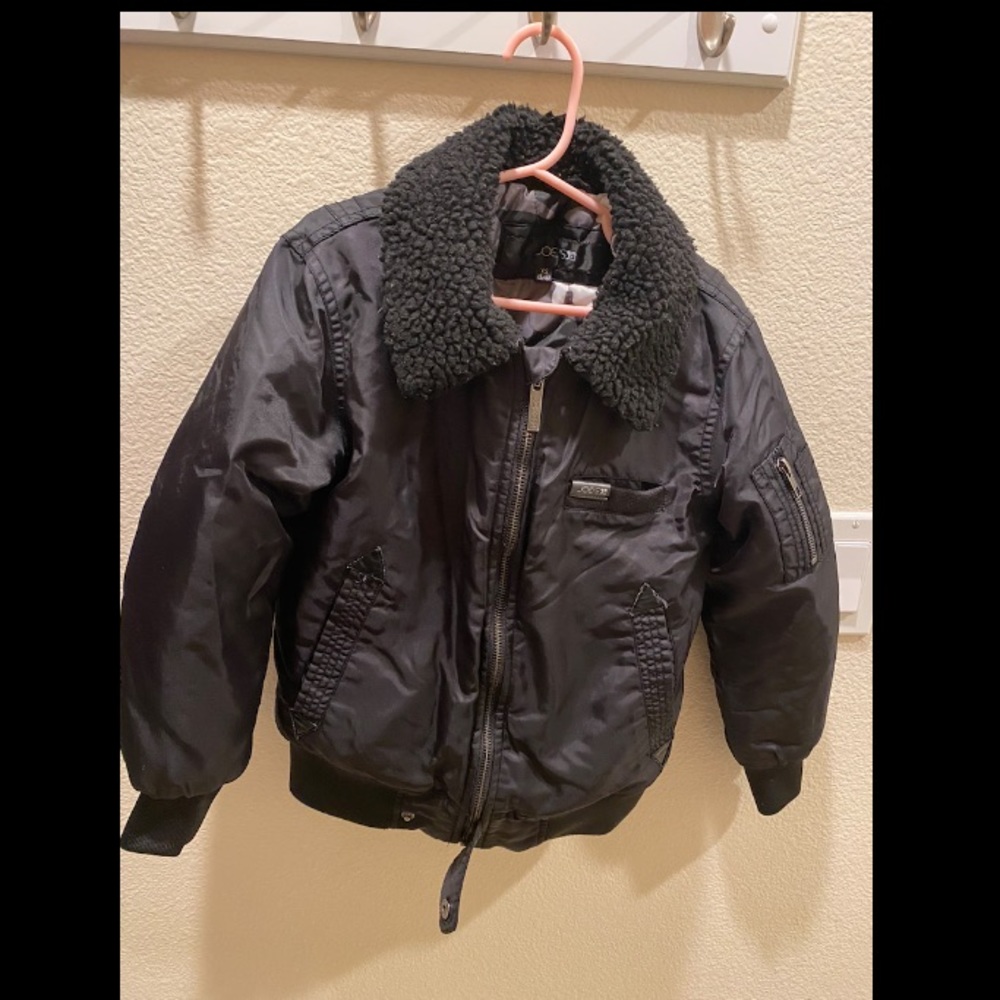 Joes Jeans Boys Bomber Jacket Black with Faux Fur Size 5/6 XS
